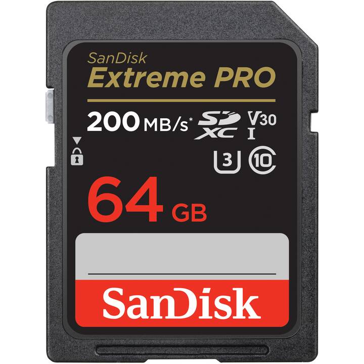 SANDISK SDXC Extreme PRO 64 GB (Class 10, Video Class 30, 200 MB/s)