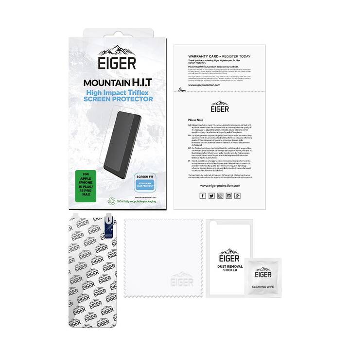EIGER Displayschutzglas (iPhone 15 Pro Max, iPhone 15 Plus)
