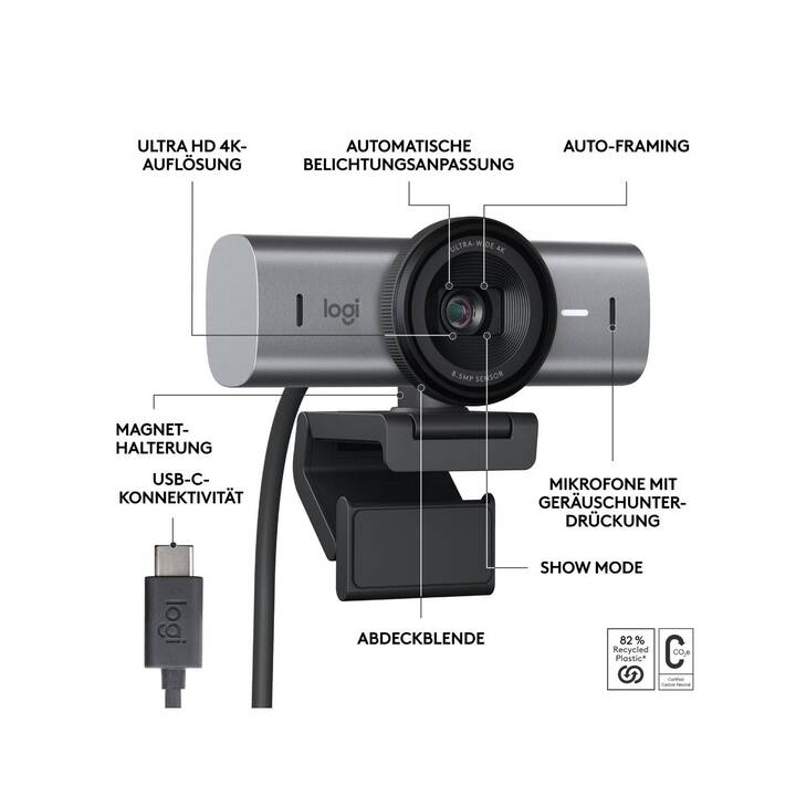 LOGITECH MX Brio Webcam (3840 x 2160, Graphite)