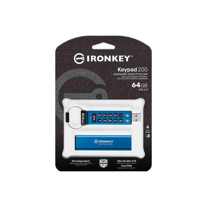 KINGSTON TECHNOLOGY IronKey Keypad 200 (64 GB, USB 3.0 de type A)