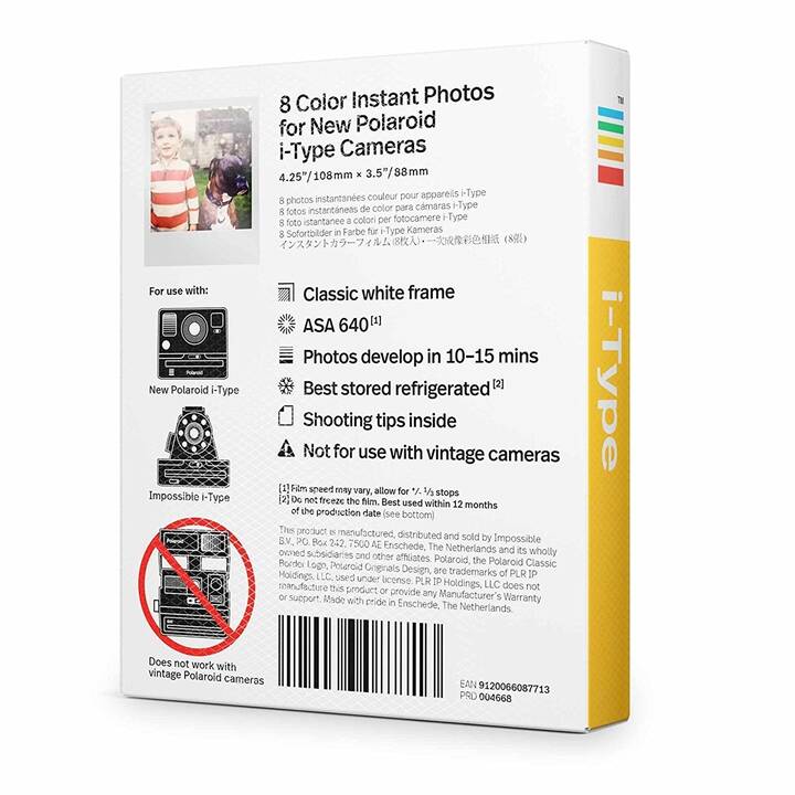 POLAROID Color i-Type - 8x Pellicule instantané (Polaroid i-Type, Blanc)