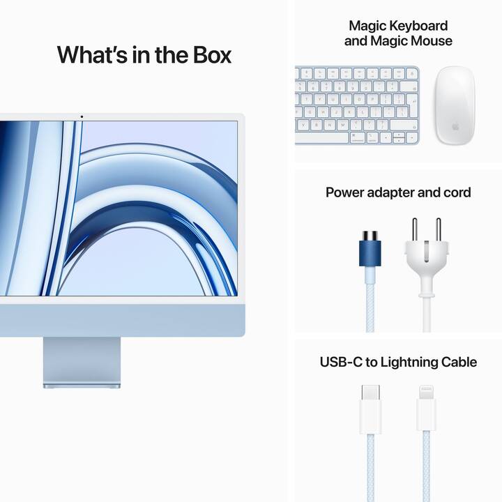 APPLE iMac Retina 4.5K 2023 (24", Apple M3 Chip 8-Core, 16 GB, 256 Go SSD, Apple M3 Graphics)