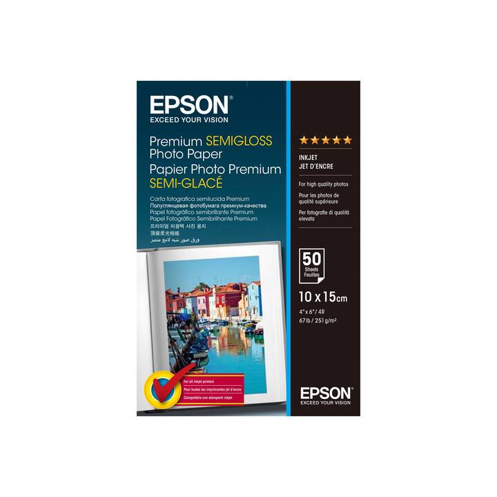 EPSON Premium Semigloss Fotopapier (50 Blatt, 100x150, 251 g/m2)