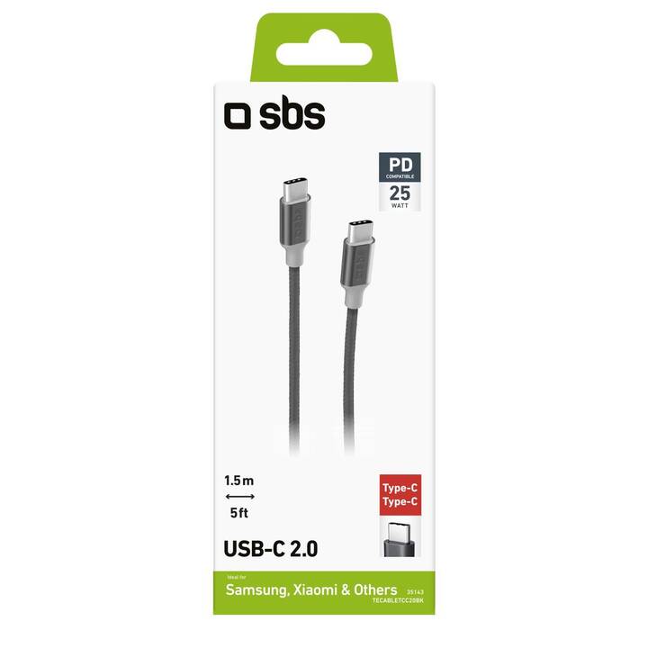SBS PD 25W Câble (USB C, USB de type C, 1.5 m)
