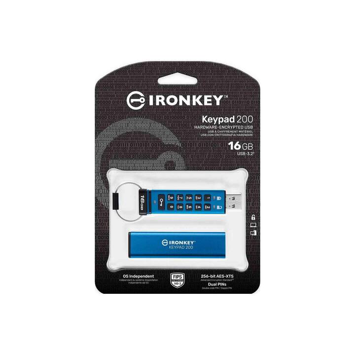 KINGSTON TECHNOLOGY IronKey Keypad 200 (16 GB, USB 3.0 de type A)