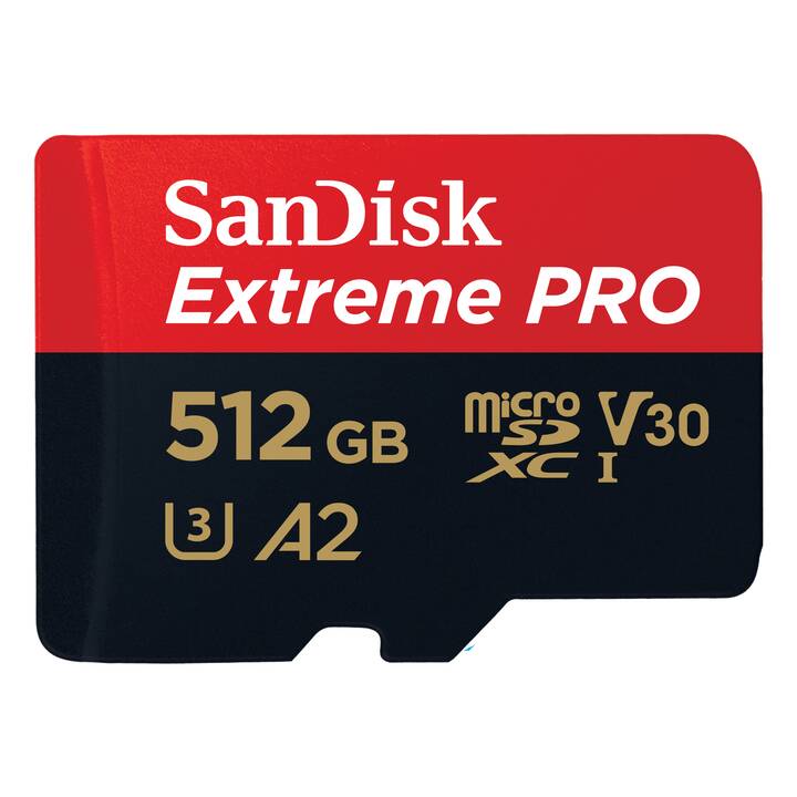 SANDISK MicroSDXC Extreme PRO 512 GB (Class 10, A2, Video Class 30, 200 MB/s)