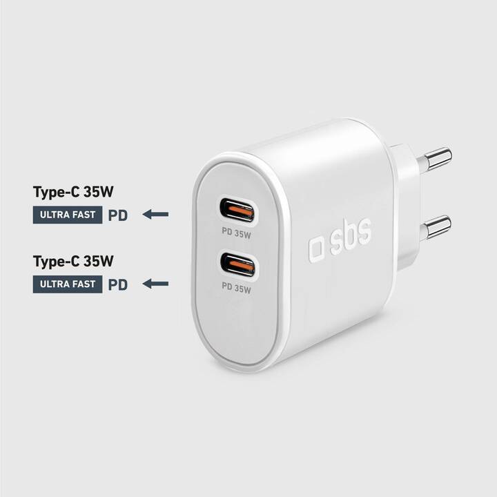 SBS PD 35W Chargeur mural (35 W, USB-C)