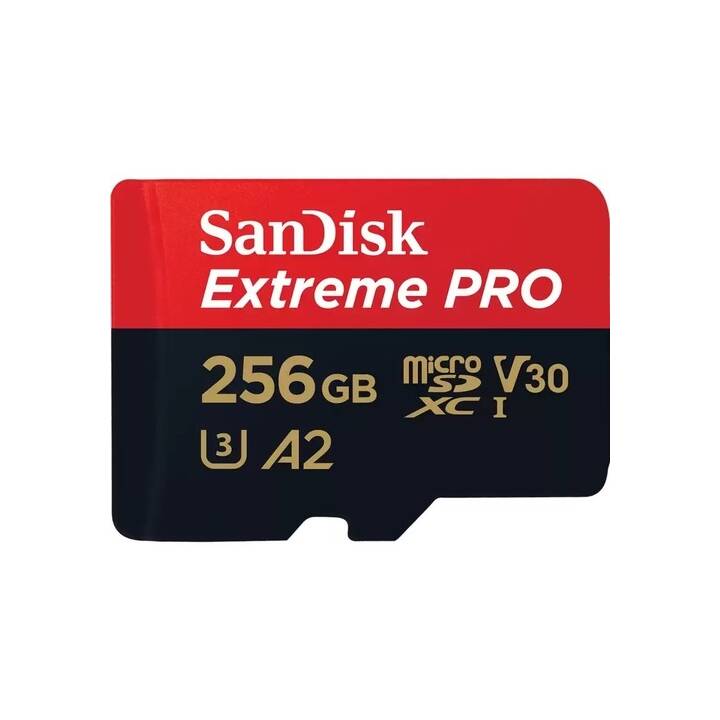 SANDISK MicroSDXC Extreme PRO 256 GB (Class 10, A2, Video Class 30, 200 MB/s)
