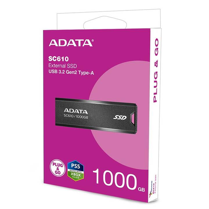 ADATA SC610  (USB Typ-A, 1000 GB, Schwarz)