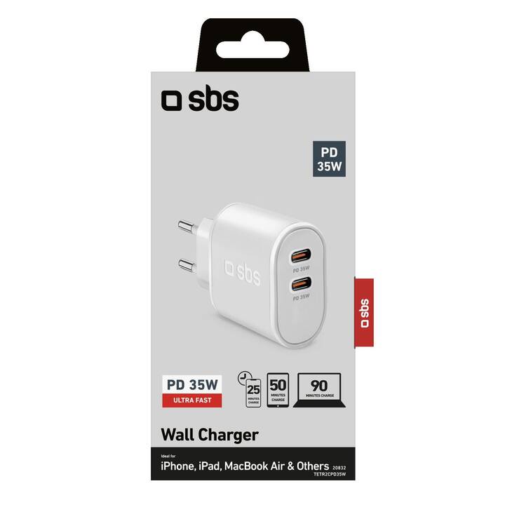 SBS PD 35W Caricabatteria da parete (35 W, USB-C)