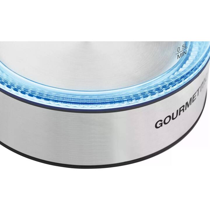 GOURMETMAXX Wasserkocher (1.7 l, Glas, Edelstahl, Silber, Transparent)