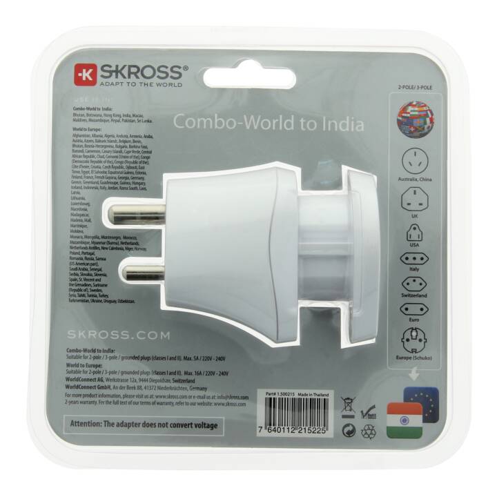 SKROSS Travel Adapter Combo World pour l'Inde