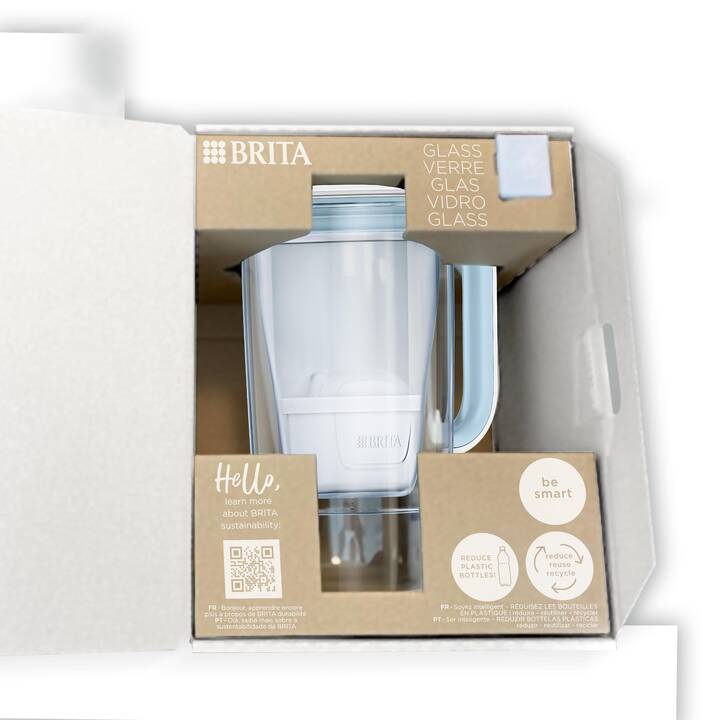 BRITA Tischwasserfilter + MAXTRA PRO All-in-1 Filter (1.5 l, Transparent, Hellblau, Blau, Weiss)