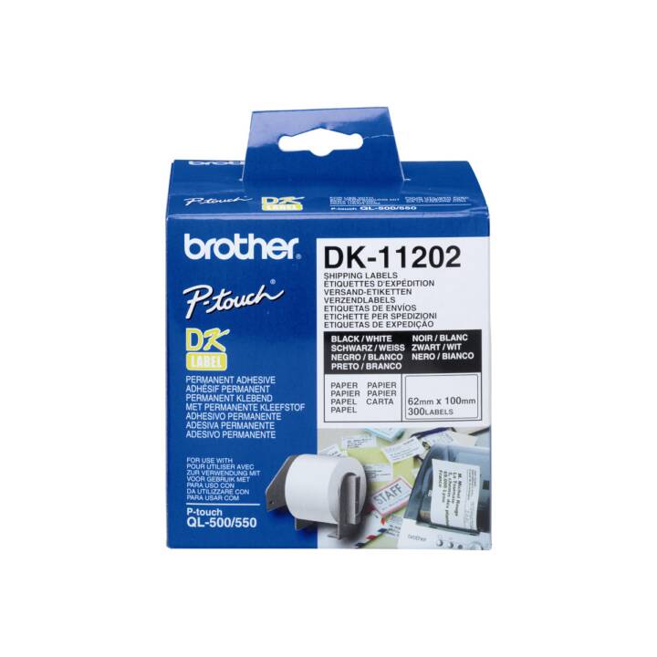 BROTHER DK-11202 Ruban d'écriture (Noir / Blanc, 62 mm)