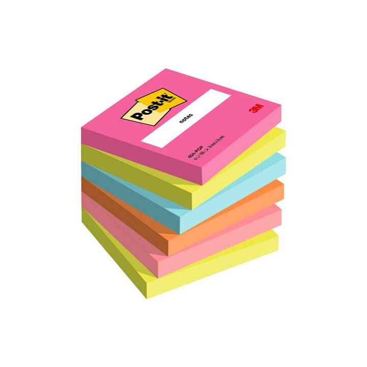 POST-IT Haftnotizen Super Sticky (6 x 100 Blatt, Gelb, Orange, Pink, Coral)