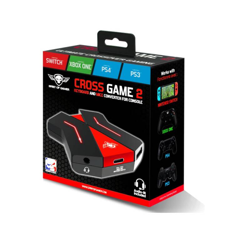 SPIRIT OF GAMER CrossGame 2 Audio-Adapter (PlayStation 3, PlayStation 4, Nintendo Switch, Microsoft Xbox One, Grau, Rot)