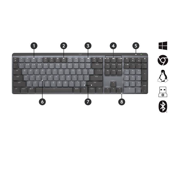 LOGITECH MX Mechanical Wireless Illuminated Performance Keyboard (Bluetooth, Svizzera, Senza fili)