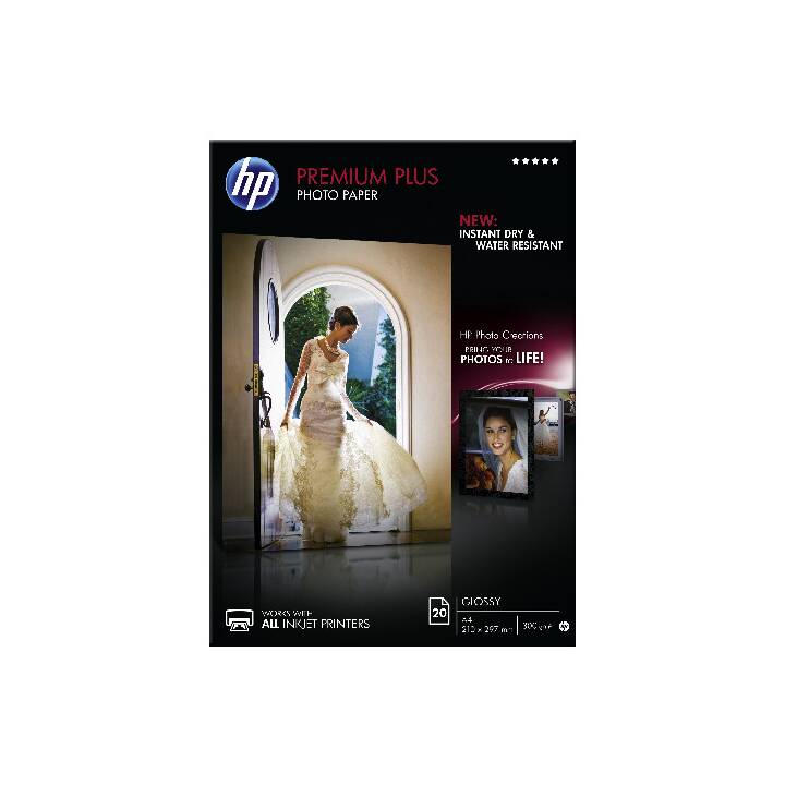 HP Premium Plus Fotopapier (20 Blatt, A4, 300 g/m2)