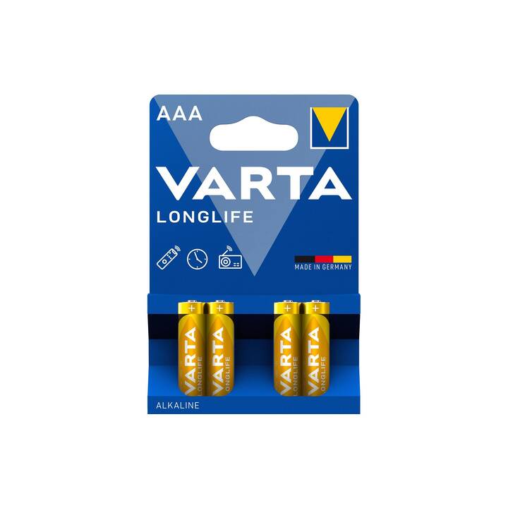 VARTA Longlife Batterie (AAA / Micro / LR03, 4 pièce)