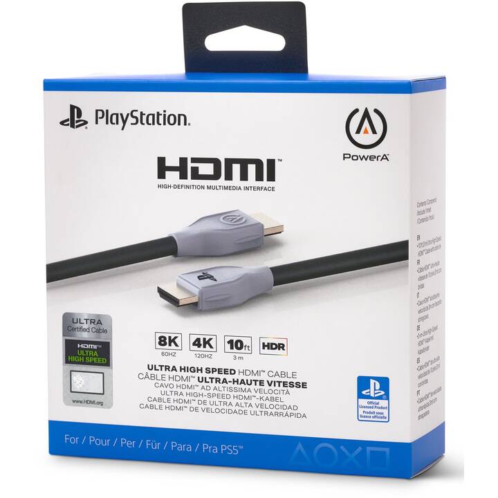 POWER A HDMI 2.1 8K Kabel (PlayStation 5, Schwarz, Weiss)