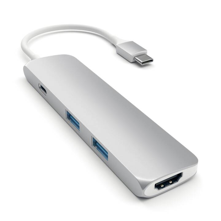 SATECHI Slim Multiport Adapter (4 Ports, USB Typ-A, USB Typ-C, HDMI)
