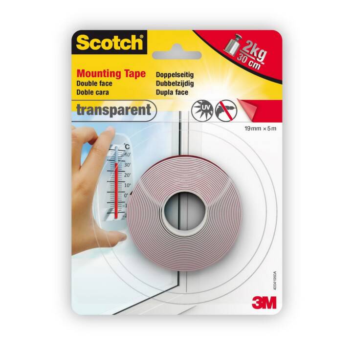 Doppelseitiges Klebeband 19 mm x 5 m, Transparent