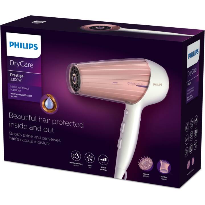 PHILIPS DryCare Prestige MoistureProtect HP8281/08 (2300.0 W, Pink, Weiss)