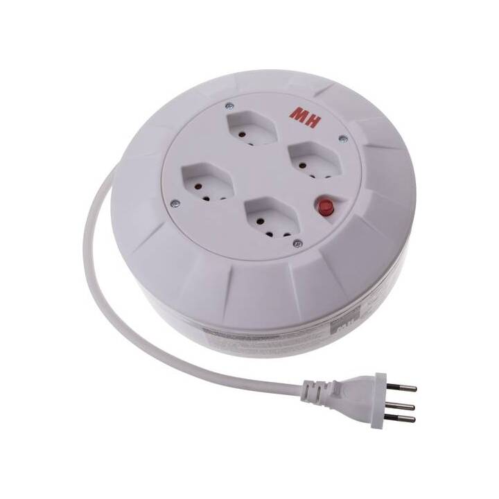 MAX HAURI Kabelrolle 4xTyp13, Länge 5 m, Weiss