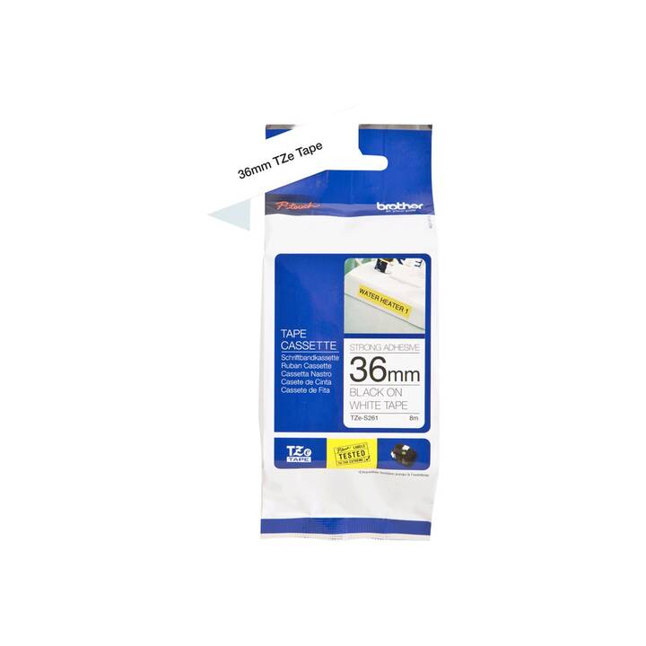TZe-S261 Schriftband (36 mm x 8 m, Schwarz / Weiss)