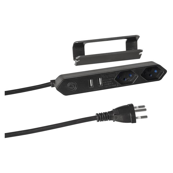 Steckdosenleiste Steba IQ (USB, CH, Typ J / CH, Typ J, 1.5 m, Schwarz)