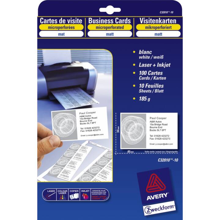 Avery Zweckform Visitenkarten C32010-10