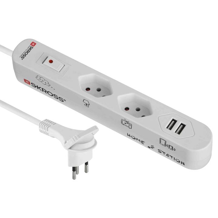 SCHÖNENBERGER Steckdosenleiste Home Station USB (T13, T12, USB, 1.5 m, Weiss)