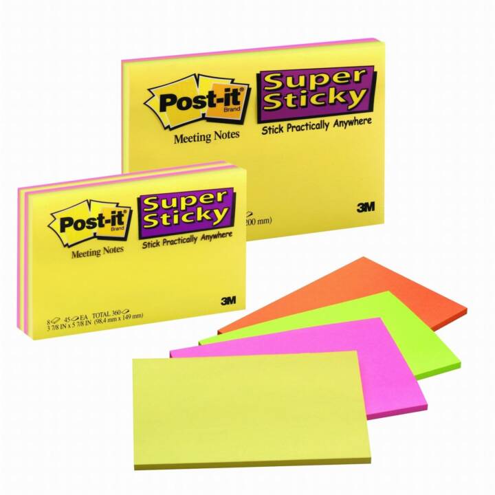 Haftnotizen (152 mm x 101 mm, Gelb, Orange, Pink, Grün)