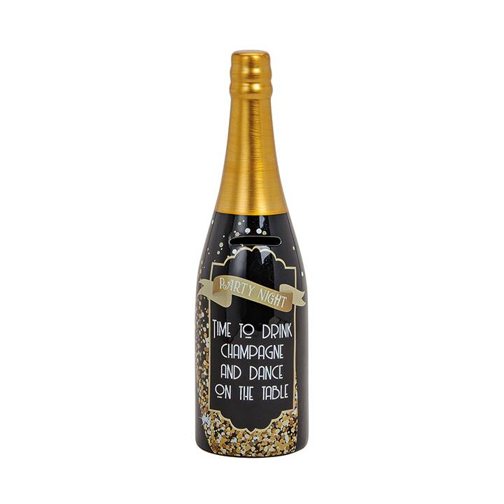Sparbüchse Champagnerflasche (Schwarz, Gold)