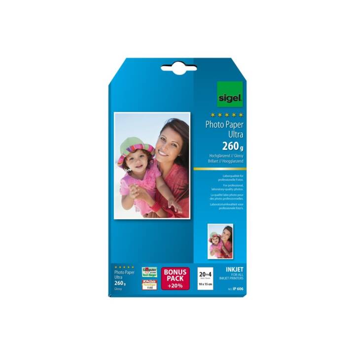 InkJet Fotopapier Fotopapier, 24 Blatt, 100 x 150 mm, 260 g/m²
