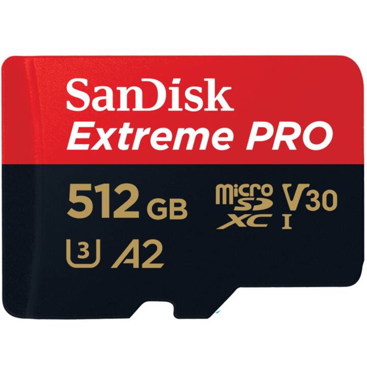 MicroSDXC UHS-I Extreme Pro (UHS-I Class 3, 512 GB, 170 MB/s)