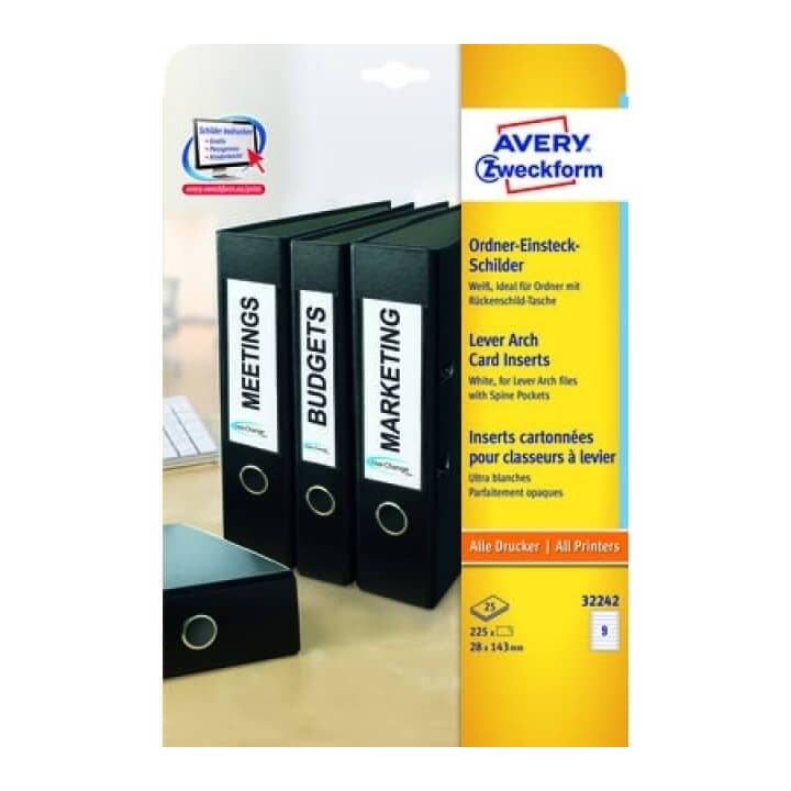 Rückenschild Ordner, 28 x 143 mm, Weiss