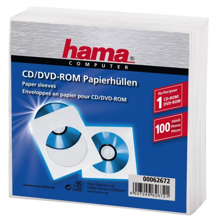 CD/DVD/BD Papierhüllen, 100 Stück