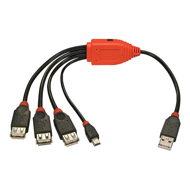 Lindy Cable Hub, 4 x USB 2,0, Schwarz, Rot – Lindy USB-Hubs