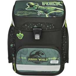 SCOOLI Schulranzen Set EasyFit Jurassic World (18 l, Schwarz, Grün)