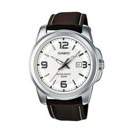 Casio MTP-E180L-2AVEF Orologio Uomo Analogico Al Quarzo Con Cinturino In Pelle – Stile Classico E Data, Impermeabile 50m