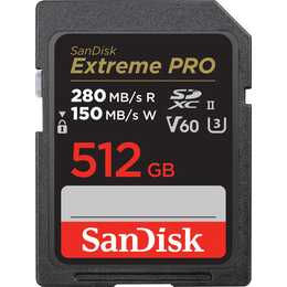 SANDISK SDXC Extreme Pro UHS-II (Class 10, UHS-II Class 3, Video Class 60, 512 GB, 280 MB/s)