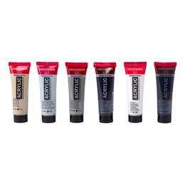 AMSTERDAM Acrylfarbe Grey Mixing Set (6 x 20 ml, Hellgrau, Grau, Dunkelgrau, Mehrfarbig)