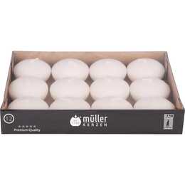 MÜLLER KERZEN Schwimmkerze (12 Stück, Rund, Cream, Beige)