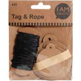 I AM CREATIVE Étiquette-Cadeau (30 Stk, Brun, Noir, Cercle)