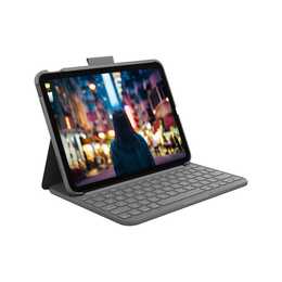 LOGITECH Slim Folio Type Cover / Tablet Tastatur (10.9", iPad Gen. 10 2022, Grau, Schwarz)