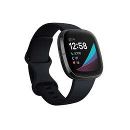 FITBIT Sense (40.48 mm, Edelstahl, Anthrazit, Graphit, Schwarz)