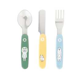 BADABULLE Set di posate per bambini (Orso, Gatto, Leone)