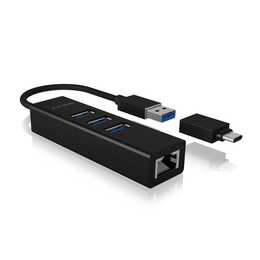ICY BOX IB-HUB1419-LAN (3 Ports, RJ-45, USB Typ-A)
