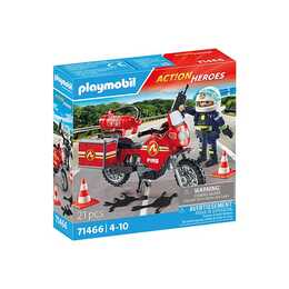 PLAYMOBIL Action Heroes Motocyclette de pompier sur le lieu de l'accident (71466)